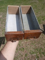 Lot Set 2- Vintage WC Heller 12″ Oak Card Slide Hardware Drawer Box Wood Slides
