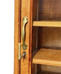 Antique Victorian Bookcase / China Cabinet With Glass Door – Birds Eye Maple