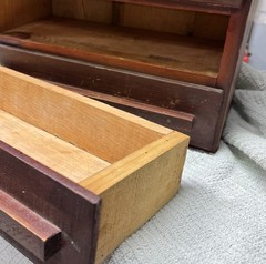 vtg Primitive Folk Art TULANE CA. Wooden Small Wall Fruit Box 4 Drawer Cabinet