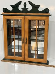 Vtg Display Hanging Wall Cabinet Glass Doors Mirror Back 4 Shelves Cottagecore