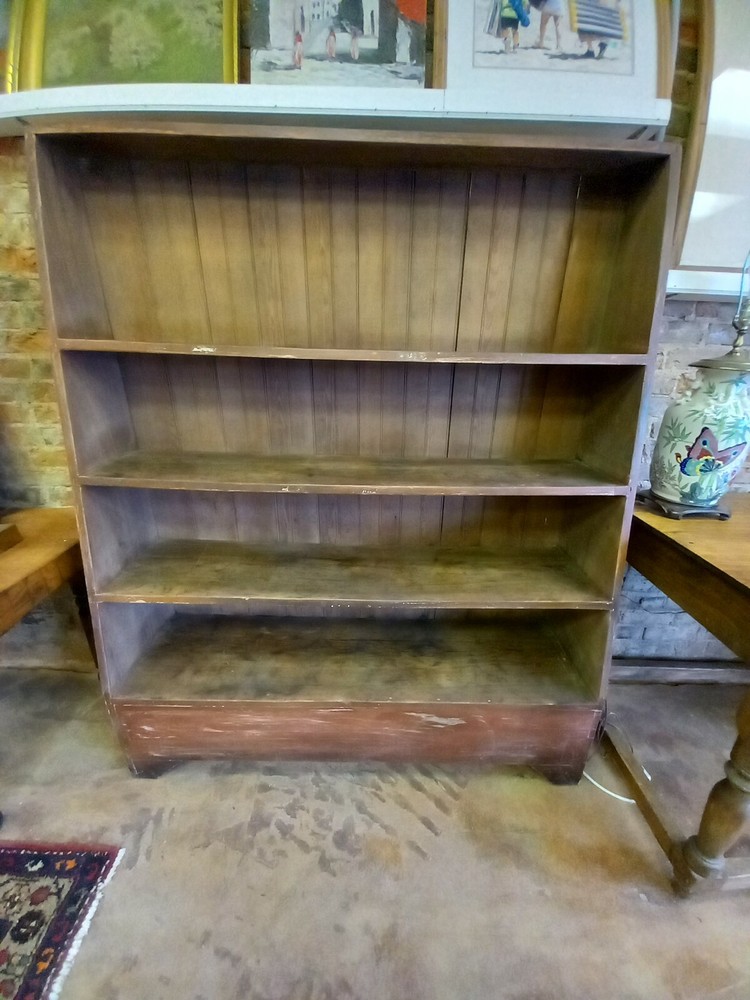 19th Century Red Wash Step Back Shelf