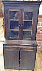 Antique 1930s SALESMAN SAMPLE Mahogany Wood Child’s CHINA CABINET HUTCH CUPBOARD