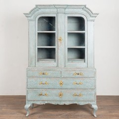 Early 19th Century Swedish Blue Painted Pine Display Cabinet