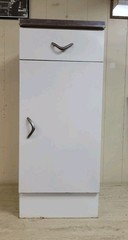 Vintage 1950s White Metal Kitchen Cabinet w/ Formica Top Mid-Century