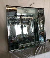 Mid Century Recessed Double Door Shadow Box Medicine Cabinet Mirror Old 1950-24B