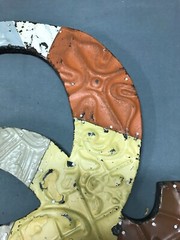 Decorative Salvage Tin Ceiling 12″ Patchwork Metal VTG Letter Q Old 275-25B