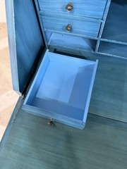 Vintage Jasper Cabinet Secretary Desk Blue Painted Display Cabinet