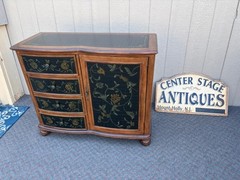 67862 Hand-Painted Floral Accent Cabinet with Drawers and Door