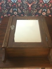 Antique 1900s walnut apothecary Medicine Cabinet wMirror glass wood handcrafted