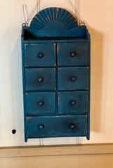 Primitive New England Blue-painted Spice Cabinet.
