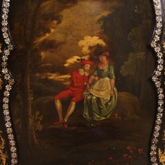 Lacquered painted sideboard cabinet English furniture papier mache 19th century