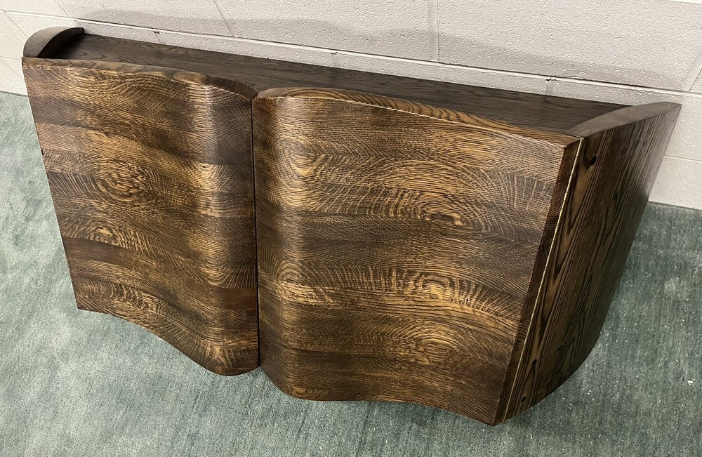 Vtg Mark Levin Art Furniture Hanging Solid Oak Buffet Cabinet; Serpentine Front