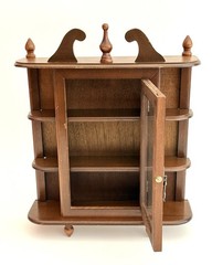 Vintage Wooden Wall Curio Cabinet Display Shelf Plexiglass Door Brown MDF 17”H