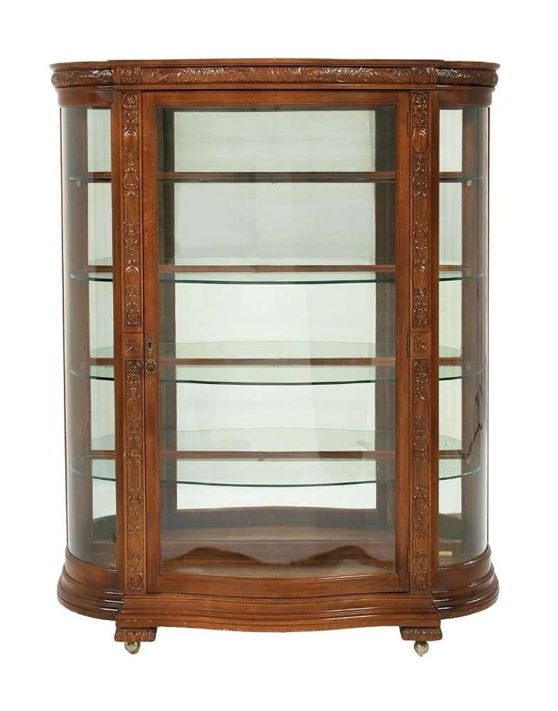 Antique Mahogany Serpentine China Cabinet – Horner Style, 1890s #22462