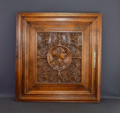 French Antique Gothic Hand Carved Wood Cupboard Door 19th