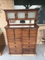 Antique dental Cabinet With amethyst knobs