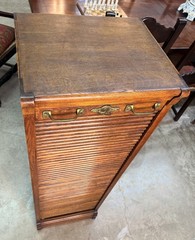 Antique Quarter Sawn Oak Tambour Pull out Drawer Filing Cabinet Circa 1900
