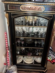 Vintage 1930’s Chinoiserie Hand Painted Display China Cabinet