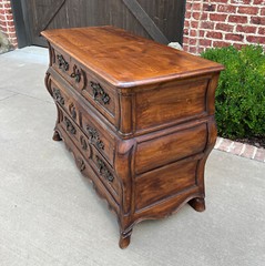 Antique French Chest of Drawers Commode Bombe Carved Walnut Louis XV 19th C