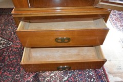 Vintage MCM Walnut China Cabinet Hutch Glass Door Drawer Base 1950s–60s