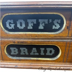 Antique goff ‘ s Braid spool cabinet Victorian walnut country store 2 drawer