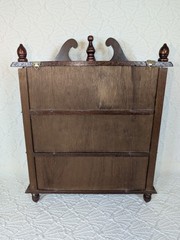 Vintage Wooden Wall Curio Cabinet Display Shelf Brown MDF 17”H Broken Handle