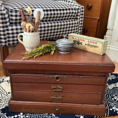 Antique Apothecary Wooden Cabinet Box with Multiple drawers Brass Hardware