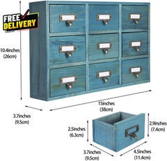 9 Drawers Library Card Catalog Cabinet with Labels Apothecary Cabinet Tabletop..