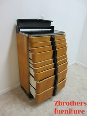 1940s Art deco Dental Cabinet Industrial Medical Chest Dresser Maple 9 Drawer B