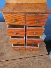 8 Drawer Wooden Spice Cabinet Box Herb LABELED
