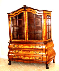 German Antique Kingwood Inlaid Bombay Buffet / Display Cabinet