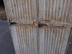 Antique Corrugated Steel Locker Storage Cabinet