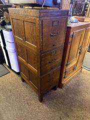 Beautiful Antique Paneled Oak File Cabinet Globe Sectional Stacking Cabinet 51″H