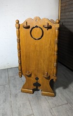 Antique Victorian Arts & Crafts Gothic Oak Cabinet Table with Glass Iron Doors