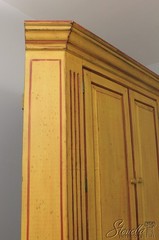L56916: Primitive Style Paint Decorated Corner Cabinet Cupboard