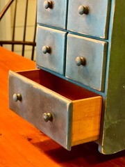 Primitive New England Blue-painted Spice Cabinet.
