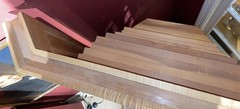 JP Callahan Custom Tiger Maple Two-Part Corner Cupboard with Shell Carving