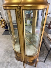 Antique French Mahogany & Ormolu Vitrine With Vernis Martin Panels c1890