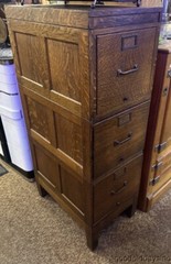 Beautiful Antique Paneled Oak File Cabinet Globe Sectional Stacking Cabinet 51″H