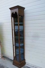 Hollywood Regency Extra Tall and Narrow Glass Shelving Display Bookshelf 6188