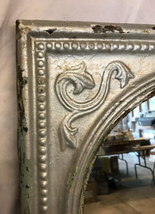 Vintage Decorative Salvaged Tin Ceiling 23″ SQ. Silver Metal Mirror Old 789-25B