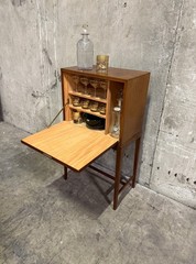 Frits Henningsen Danish Teak Drop-Front Bar Cabinet – 1940s Mid-Century Vintage