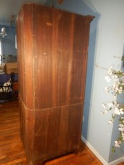 Antique Corner Cupboard Cabinet Walnut Divided Glass Door