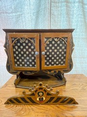 Early 20th Century Folk Art Hand-Painted Hanging Wall Cabinet