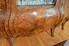 Antique Italian Inlaid Burlwood center hall Palace size massive Display Cabinet
