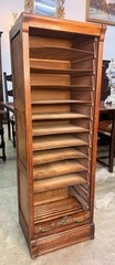 Antique Quarter Sawn Oak Tambour Pull out Drawer Filing Cabinet Circa 1900