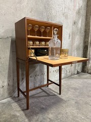 Frits Henningsen Danish Teak Drop-Front Bar Cabinet – 1940s Mid-Century Vintage