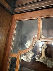 Brown Wood & Glass Front China Cabinet, Freestanding 4 Doors 4 Drawers