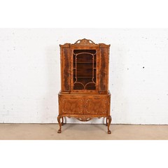 Romweber Chippendale Flame Mahogany Breakfront Bookcase Cabinet, Circa 1920s