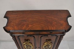 Antique Napoleon III Burl Walnut 2 Door Wardrobe Cabinet with Bronze Plaques